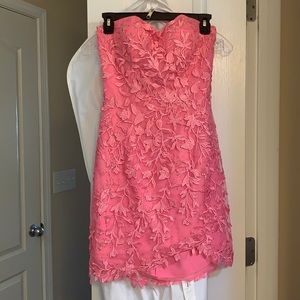 Sherri Hill strapless dress. Has extra rhinestones if you want more bling.